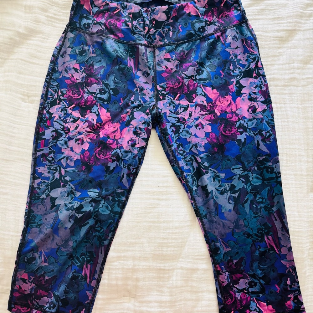 Danskin Blue and Pink Floral Leggings